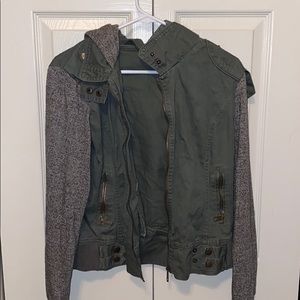 Army green zipper hoodie